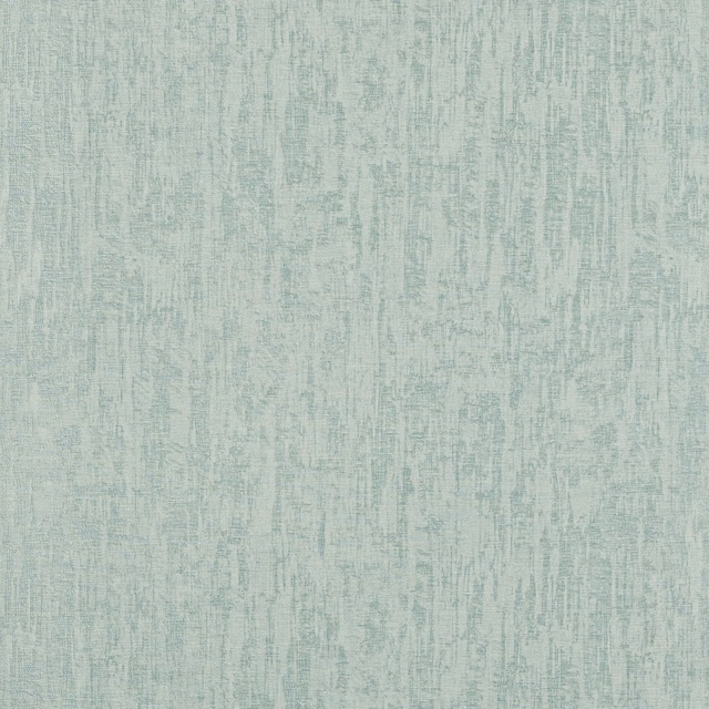 Pale celadon wallpaper with distressed vertical striations and chalky mottled texture