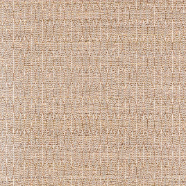 Warm copper-beige wallpaper with fine cream geometric lattice and vertical chevrons