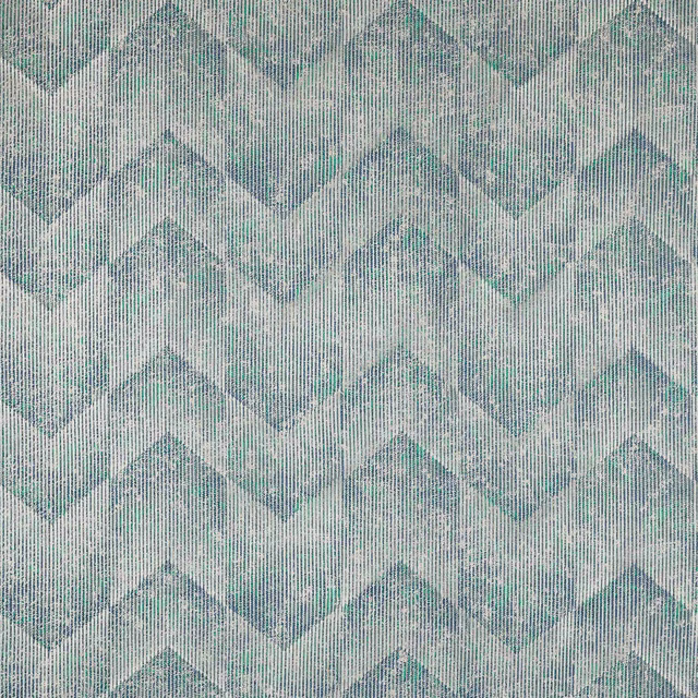 Pale aqua chevron fabric with fine woven texture and soft grey ground