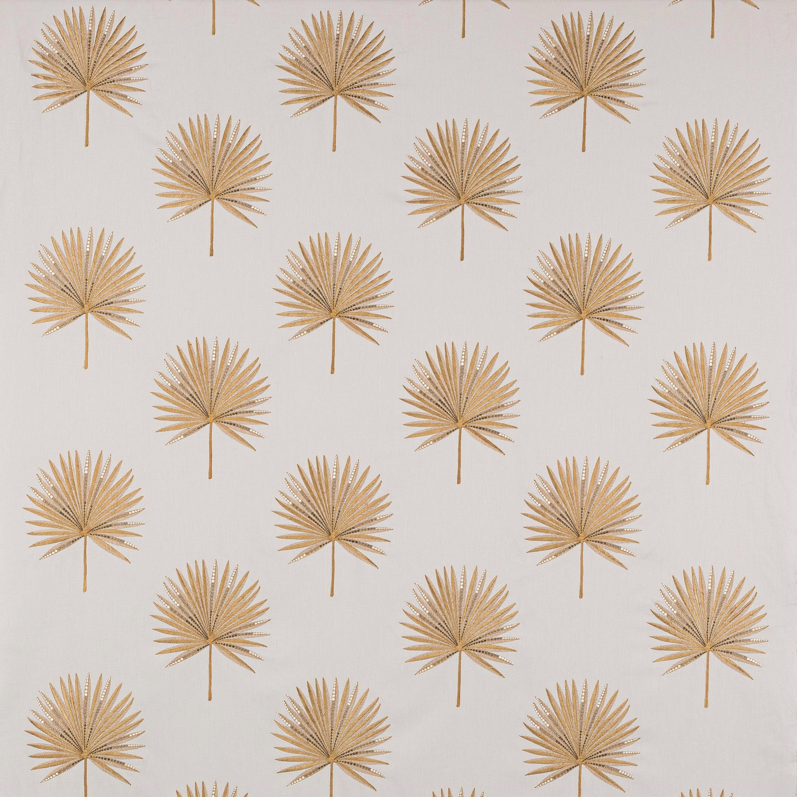 Pale ground fabric with scattered antique gold palm motifs