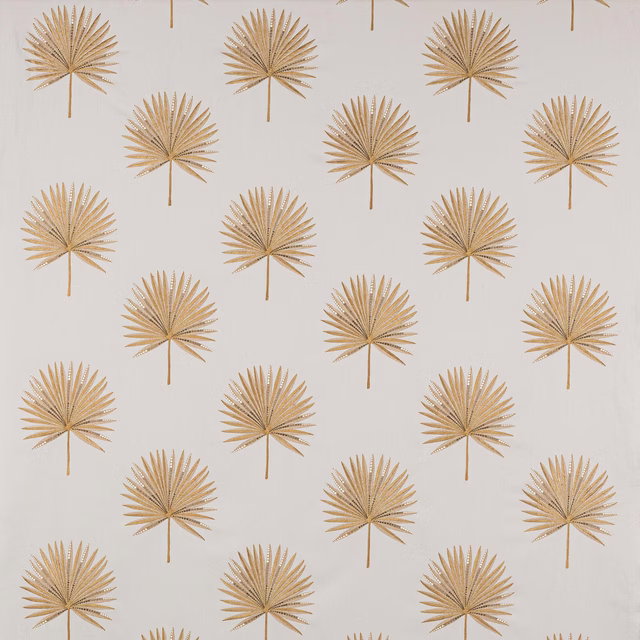 Pale ground fabric with scattered antique gold palm motifs