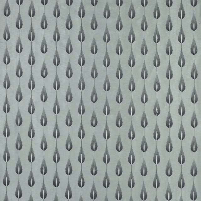 Silver-grey patterned fabric with small vertical teardrop motifs on a pale ground