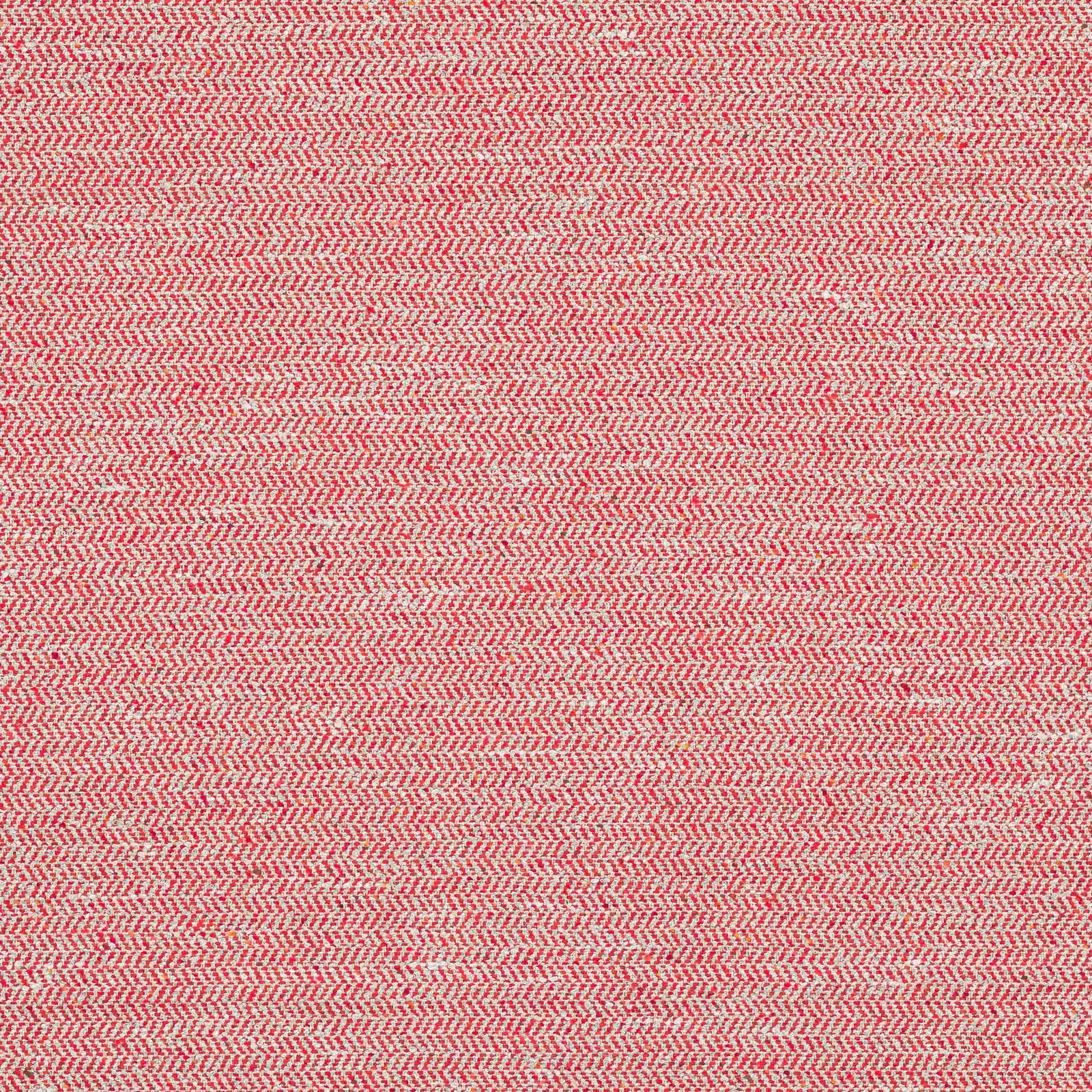 Close-up of a soft red and cream herringbone woven fabric swatch