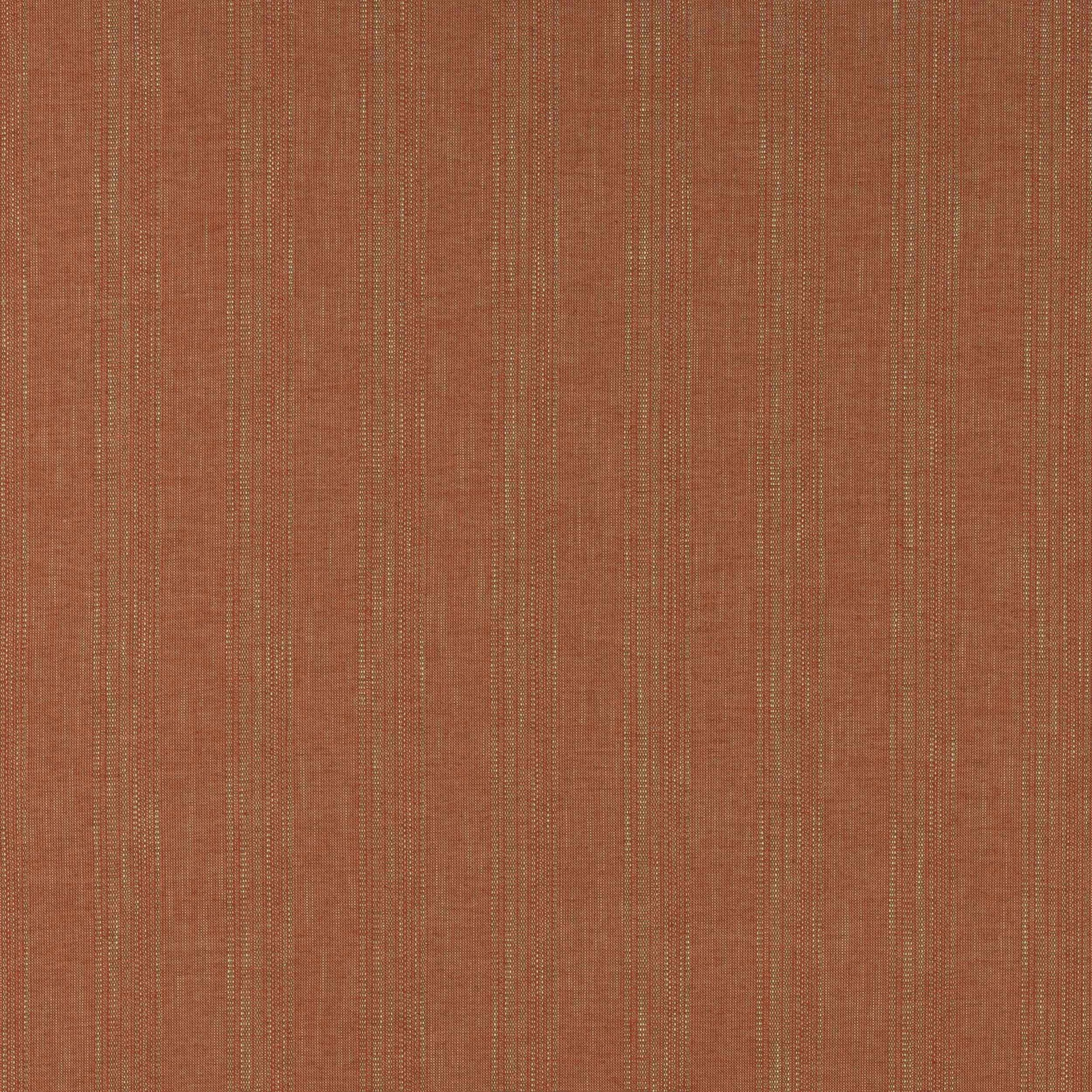 Warm tomato terracotta striped fabric swatch with fine vertical texture