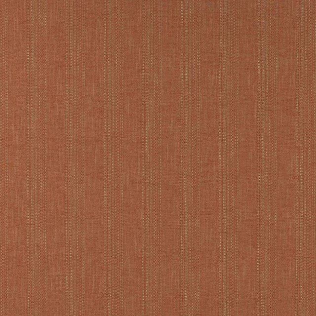Warm tomato terracotta striped fabric swatch with fine vertical texture