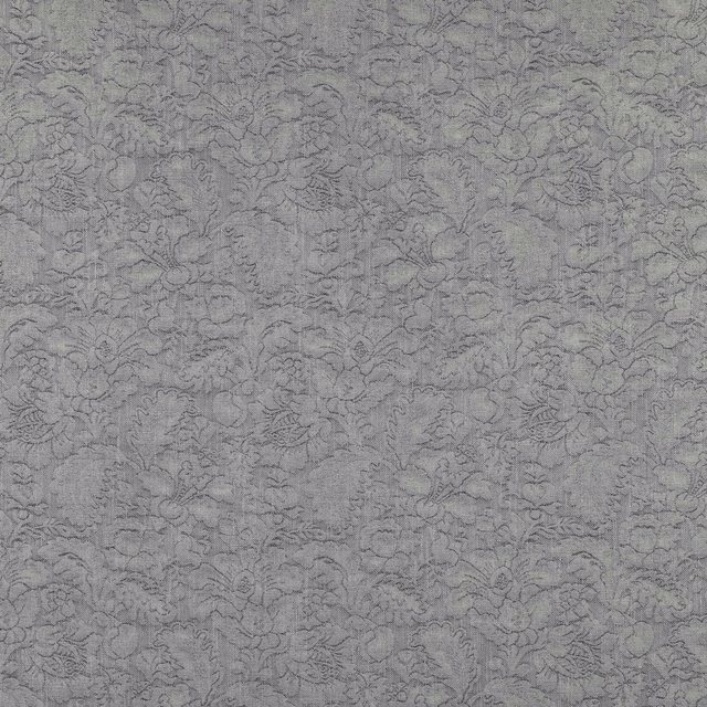 Pale dusty blue woven floral fabric with a textured damask pattern
