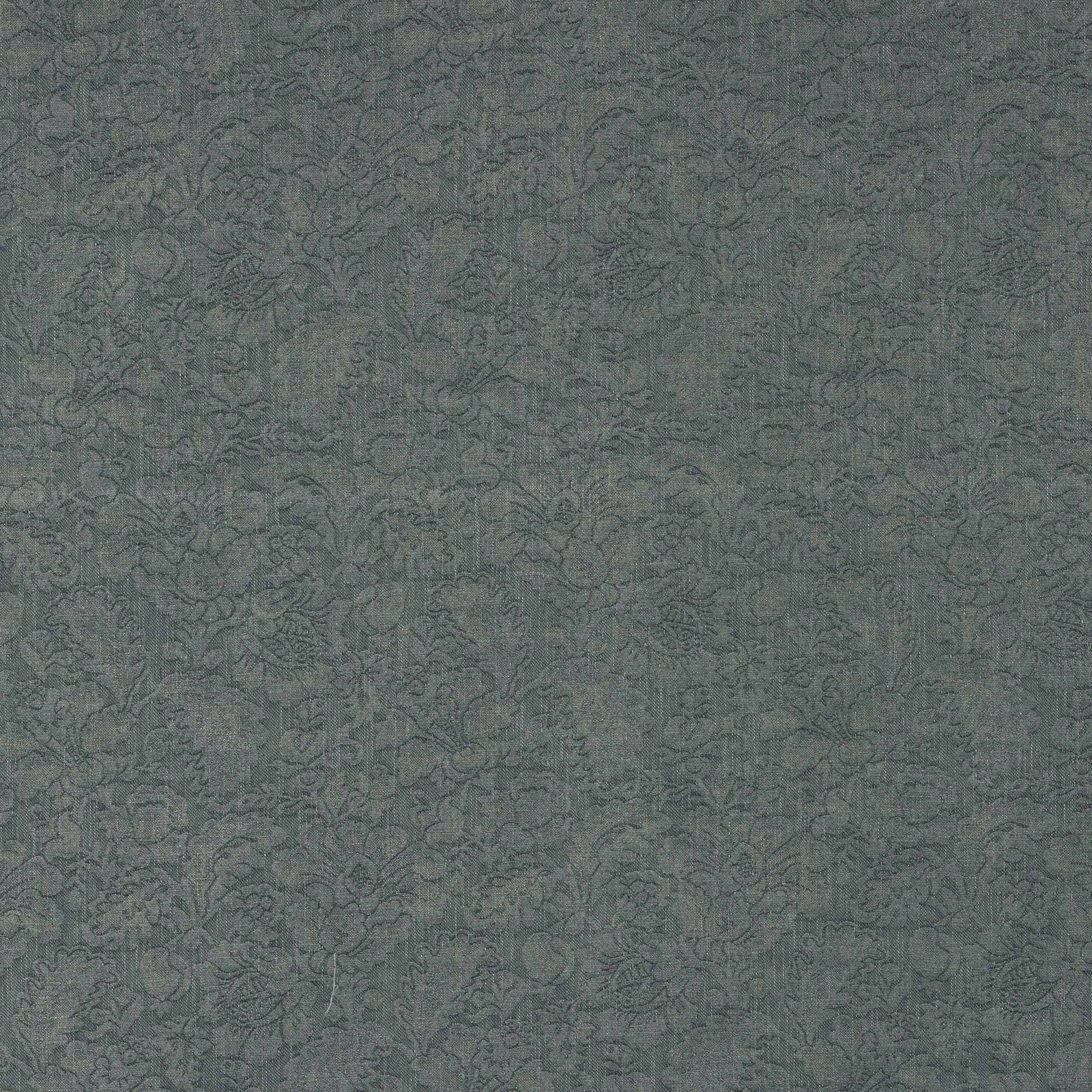 Muted slate-blue damask fabric with a soft woven texture