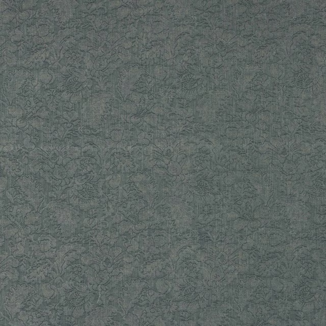 Muted slate-blue damask fabric with a soft woven texture