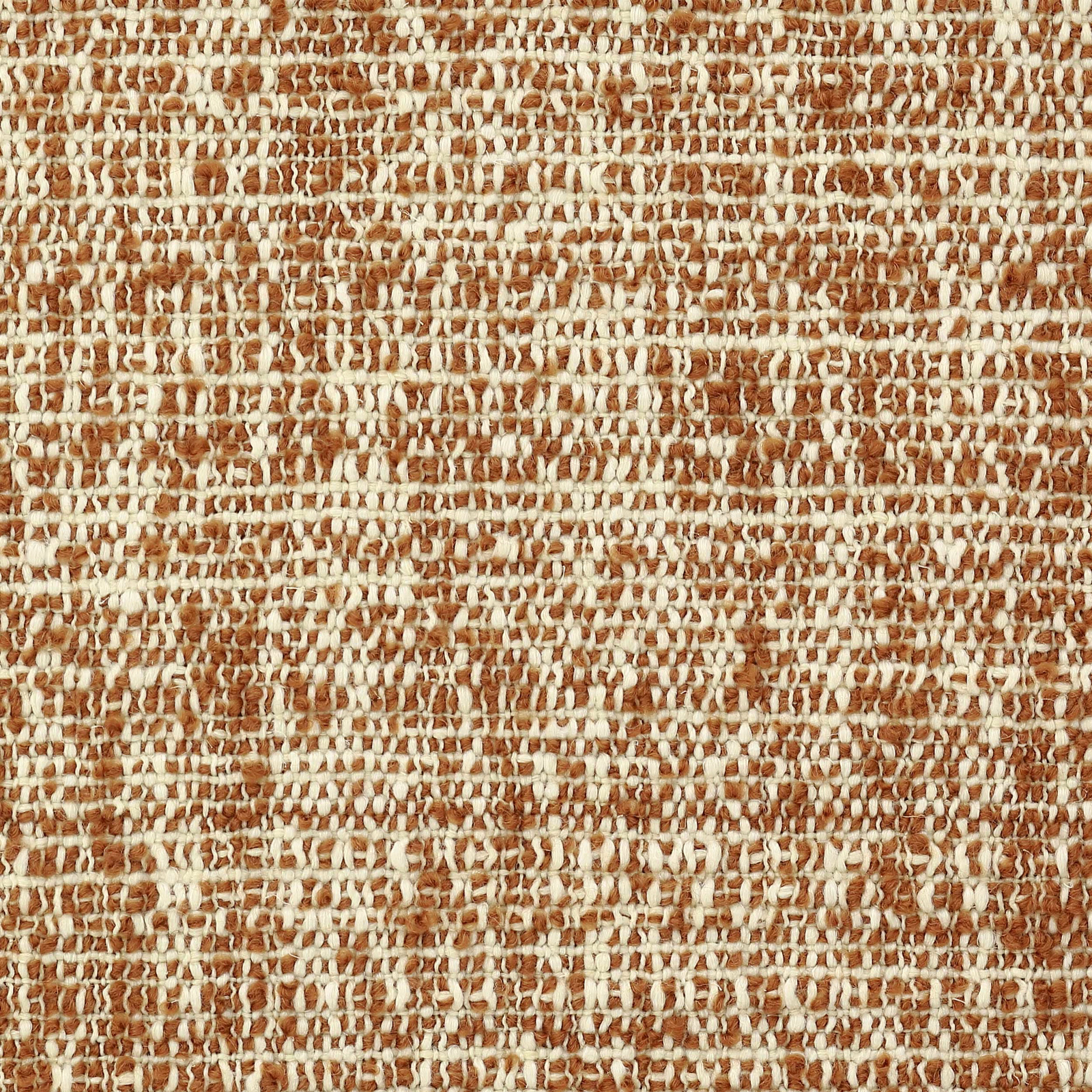 Close-up of terracotta and cream open-weave textured fabric