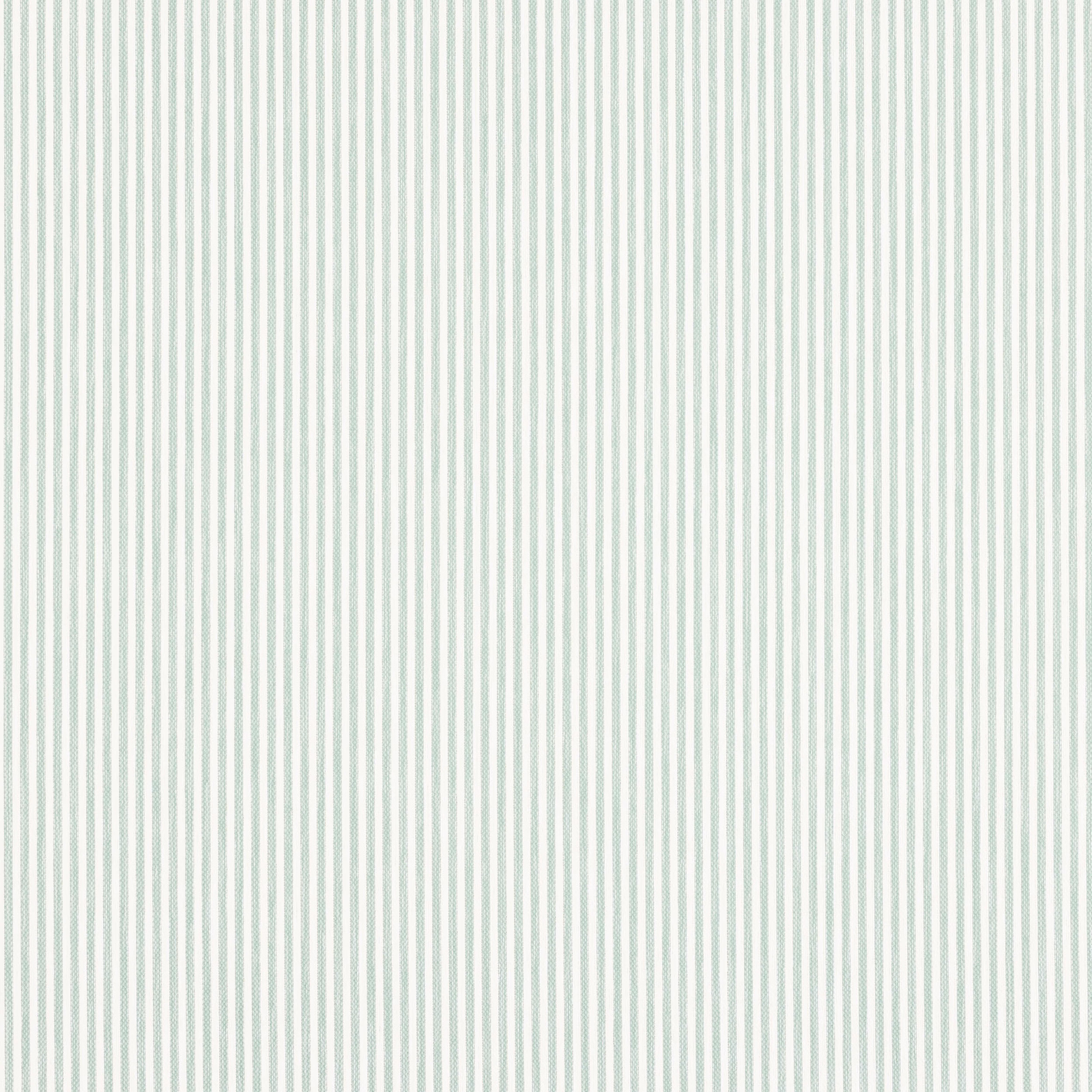 Pale celadon and white fine vertical striped fabric swatch