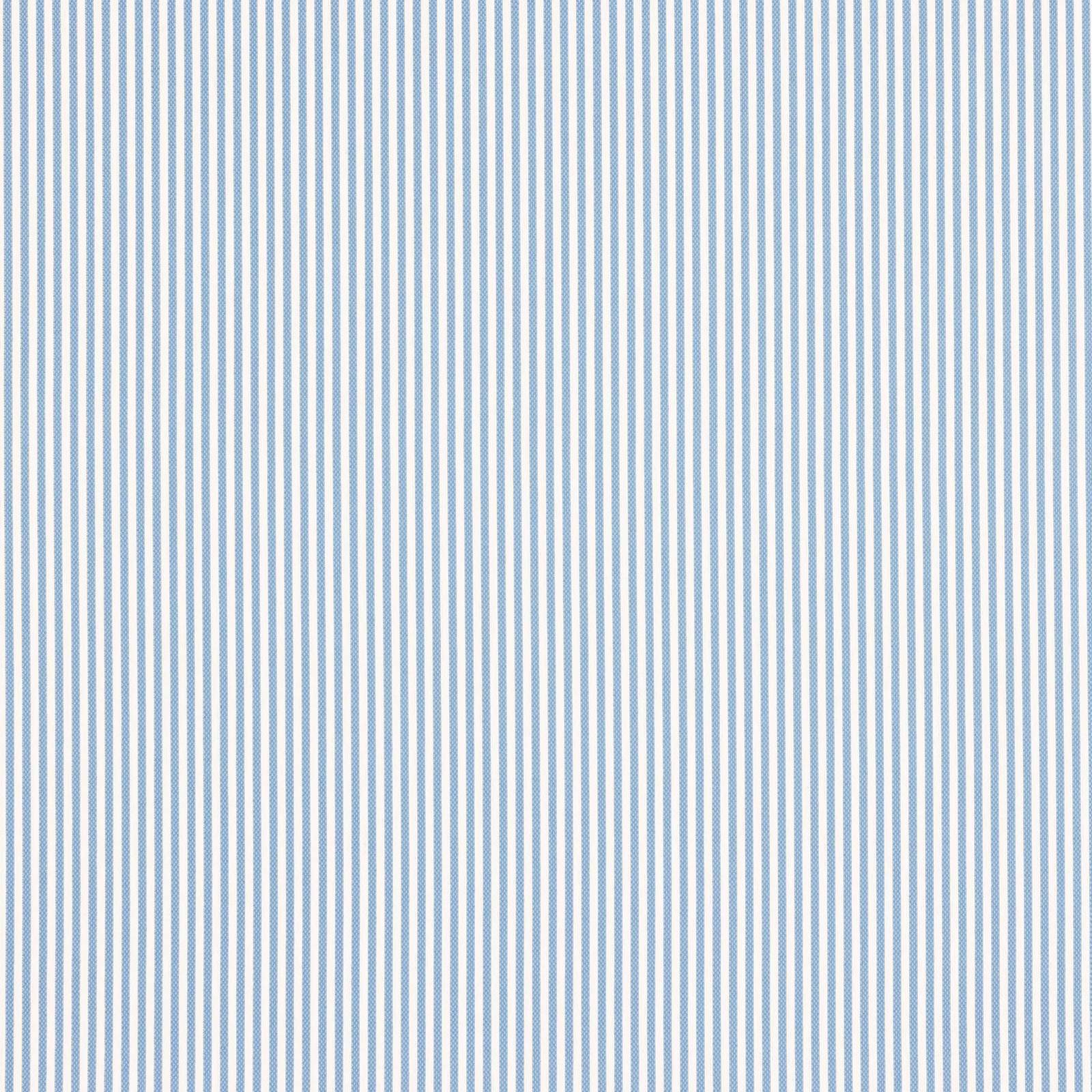 Pale sky blue and white fine vertical striped fabric swatch