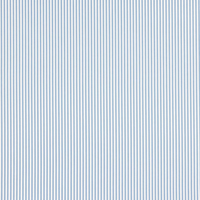Pale sky blue and white fine vertical striped fabric swatch