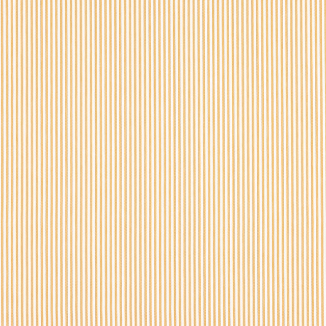 Fine vertical ochre stripes on a pale cream woven fabric swatch