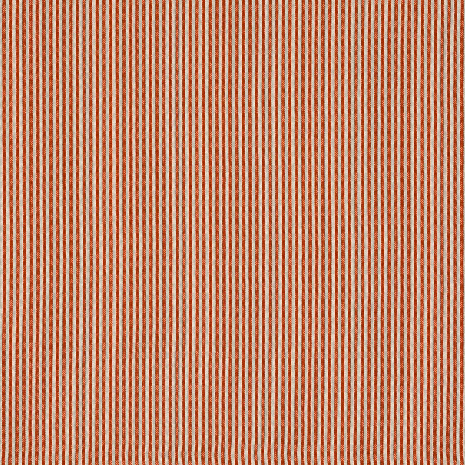 Fine vertical paprika orange stripes on a pale neutral woven fabric
