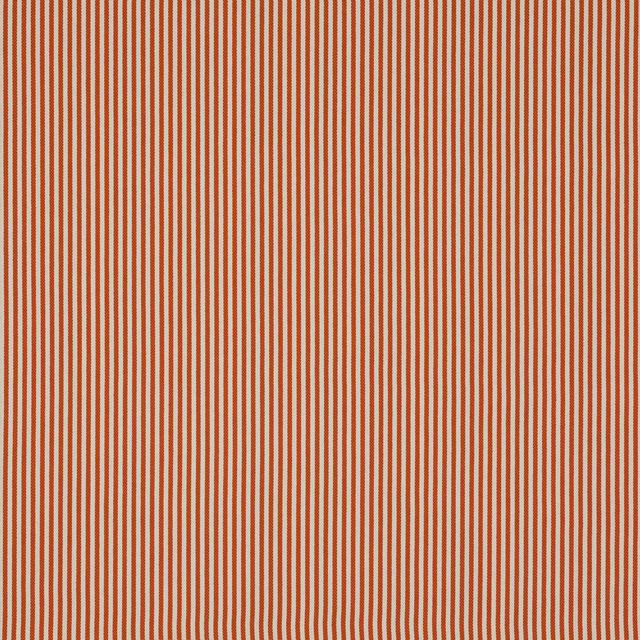 Fine vertical paprika orange stripes on a pale neutral woven fabric