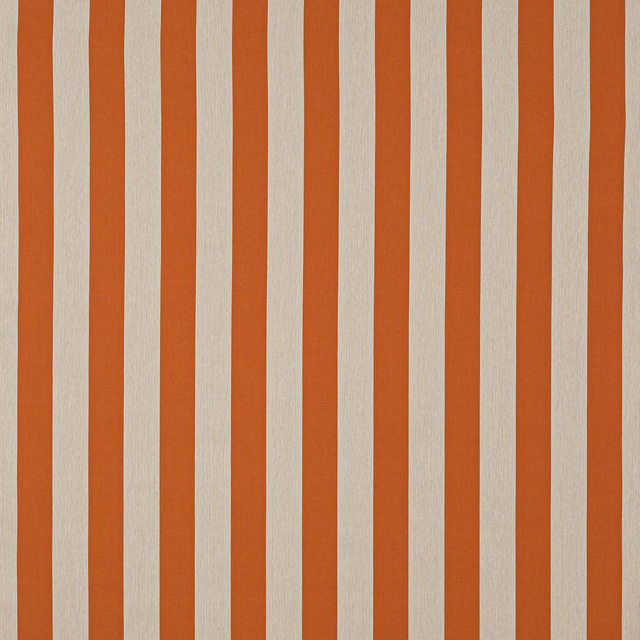 Vertical apricot-orange and ivory striped fabric with a crisp woven texture