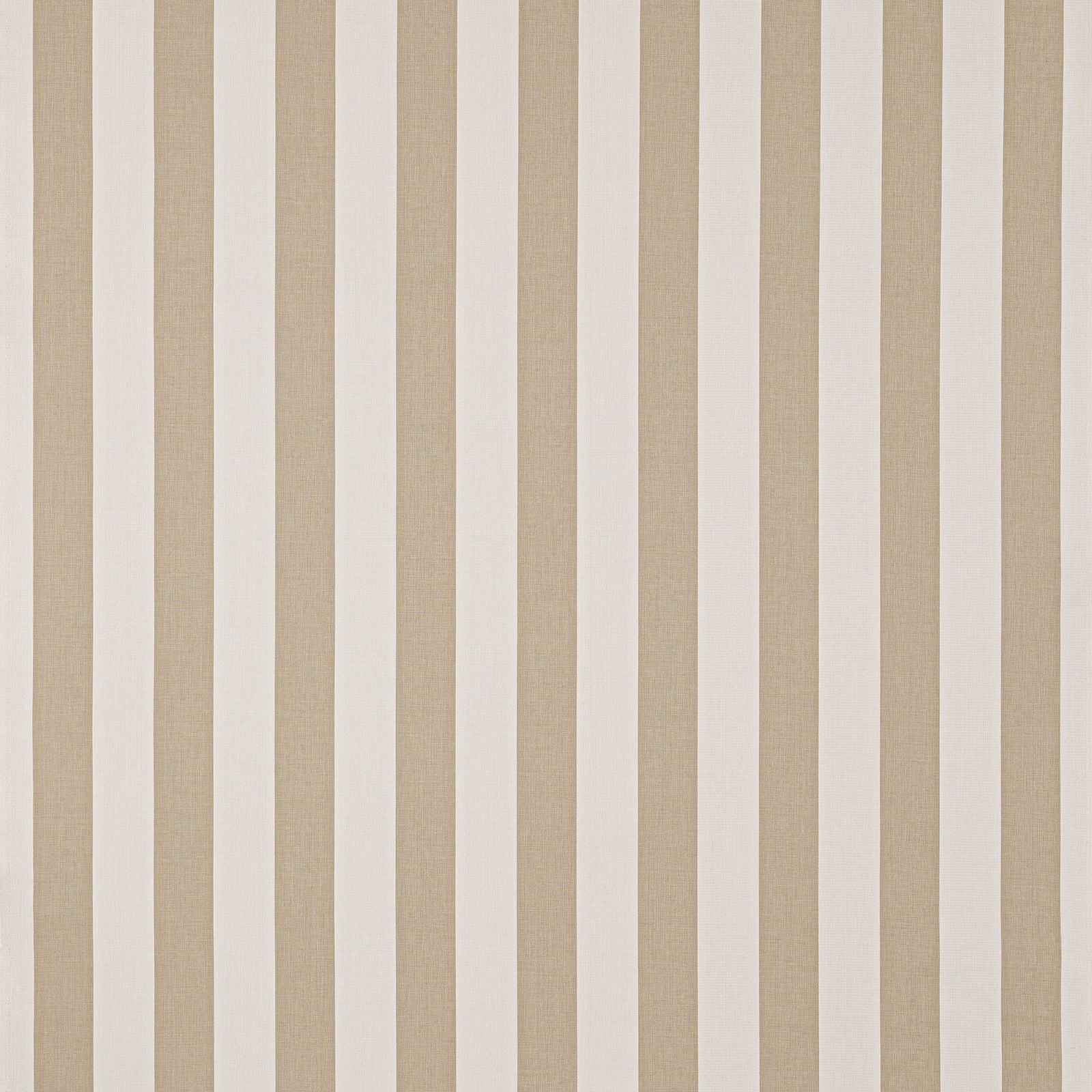 Vertical beige and ivory striped fabric swatch with a fine woven texture