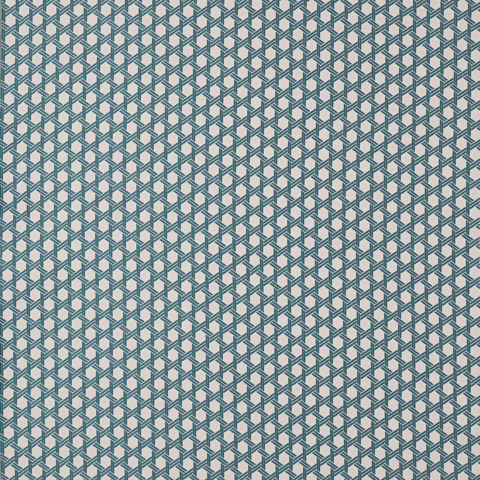 Small geometric woven swatch in paon teal and pale grey