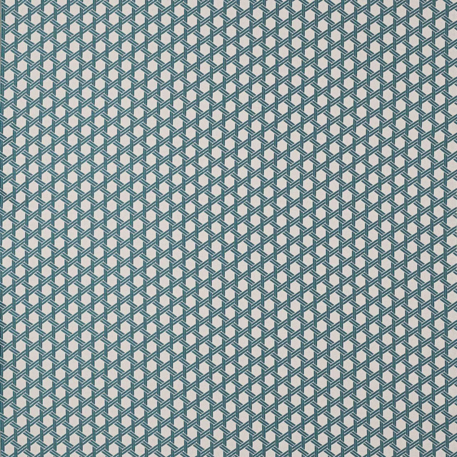 Small geometric woven swatch in paon teal and pale grey