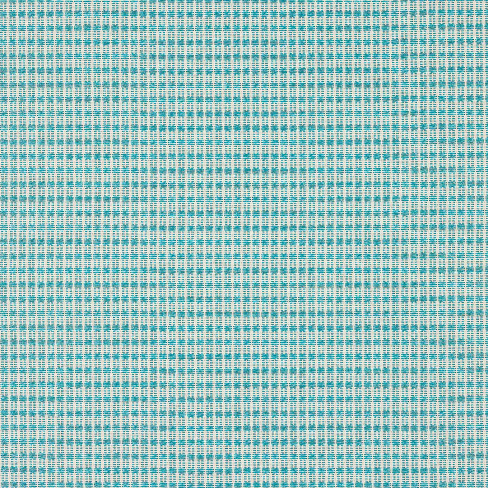 Small turquoise and cream woven check fabric with crisp textured grid