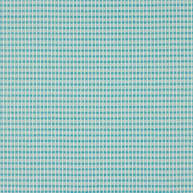 Small turquoise and cream woven check fabric with crisp textured grid
