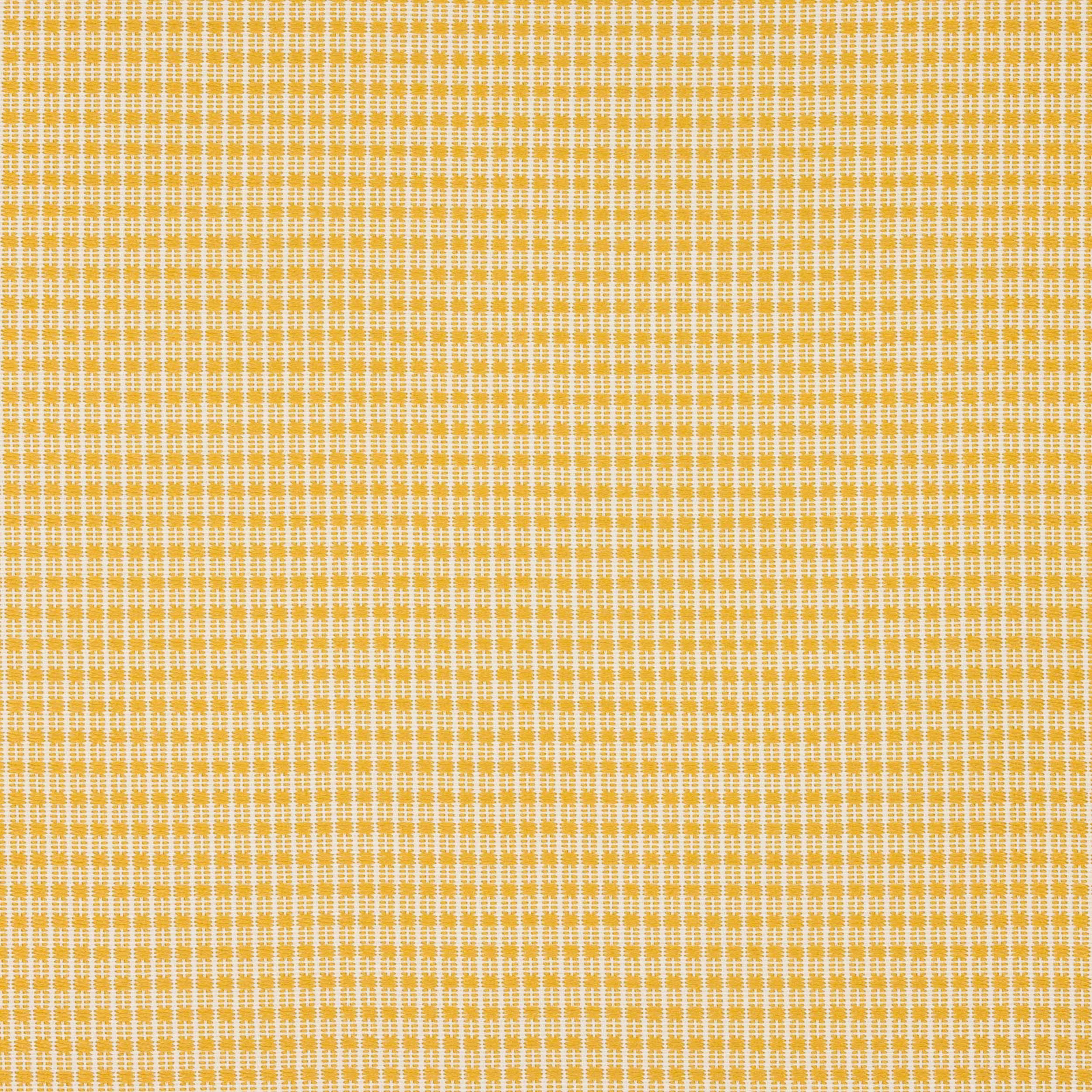 Small-scale yellow and white woven check fabric with a crisp textured surface