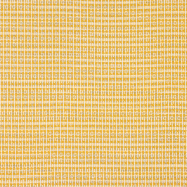 Small-scale yellow and white woven check fabric with a crisp textured surface