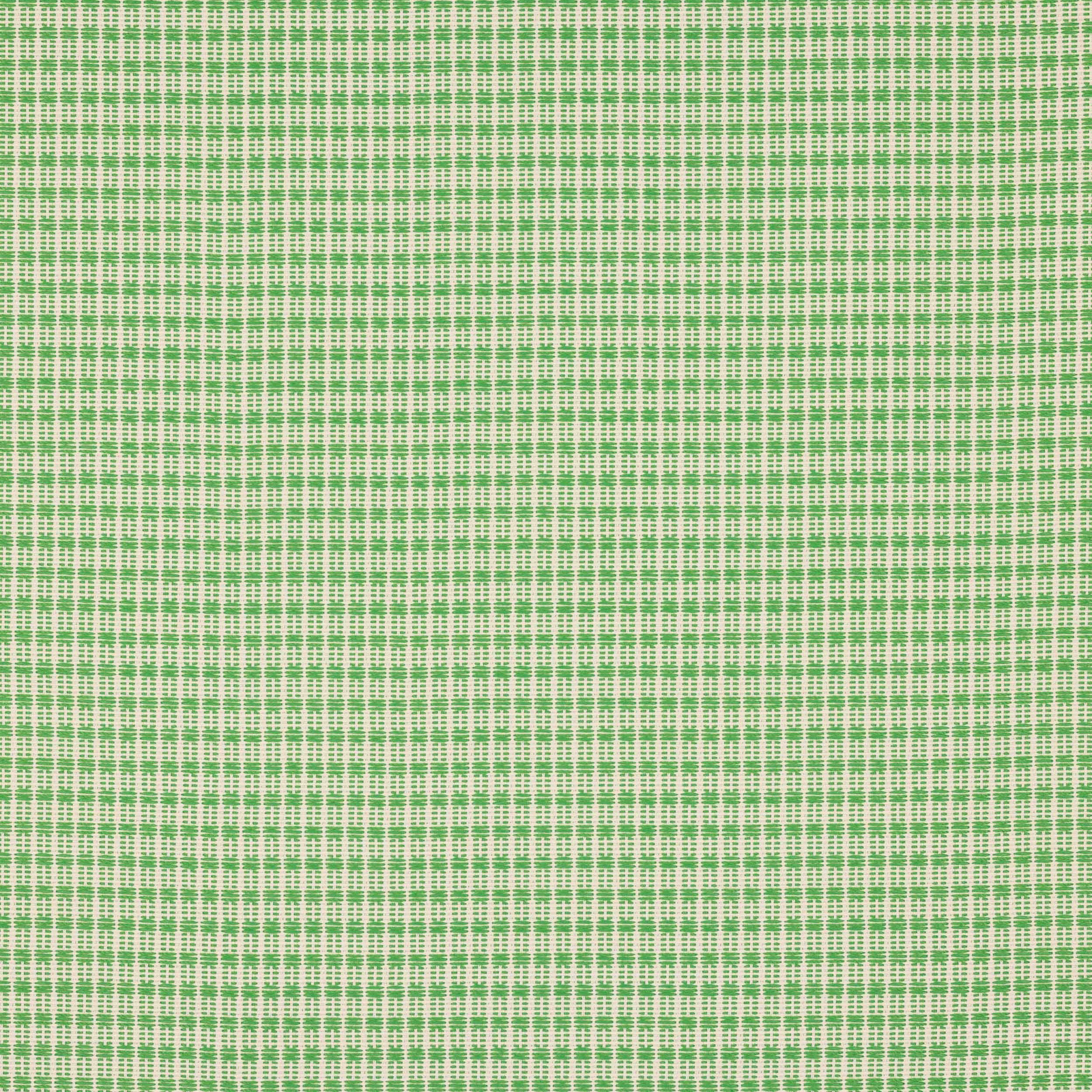 Small green and cream woven check fabric with a crisp textured grid