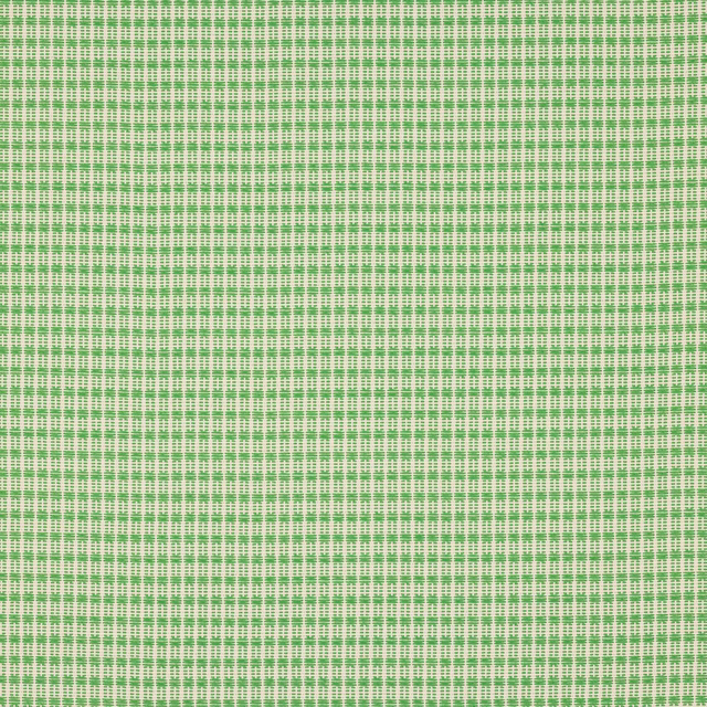 Small green and cream woven check fabric with a crisp textured grid