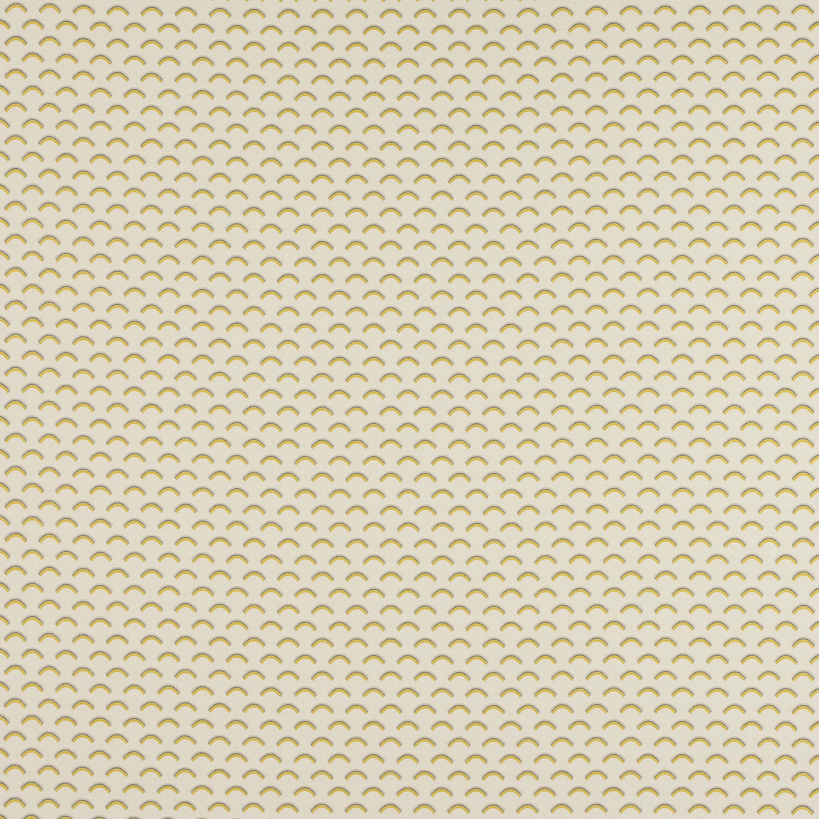 Pale citron yellow small-check fabric with tiny curved woven motifs