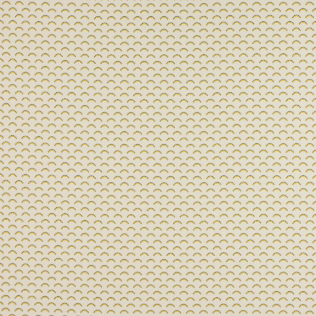 Pale citron yellow small-check fabric with tiny curved woven motifs