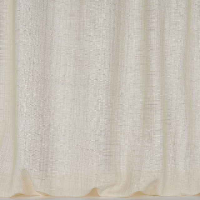 Pale bone cream woven fabric with a fine grid texture and soft drape