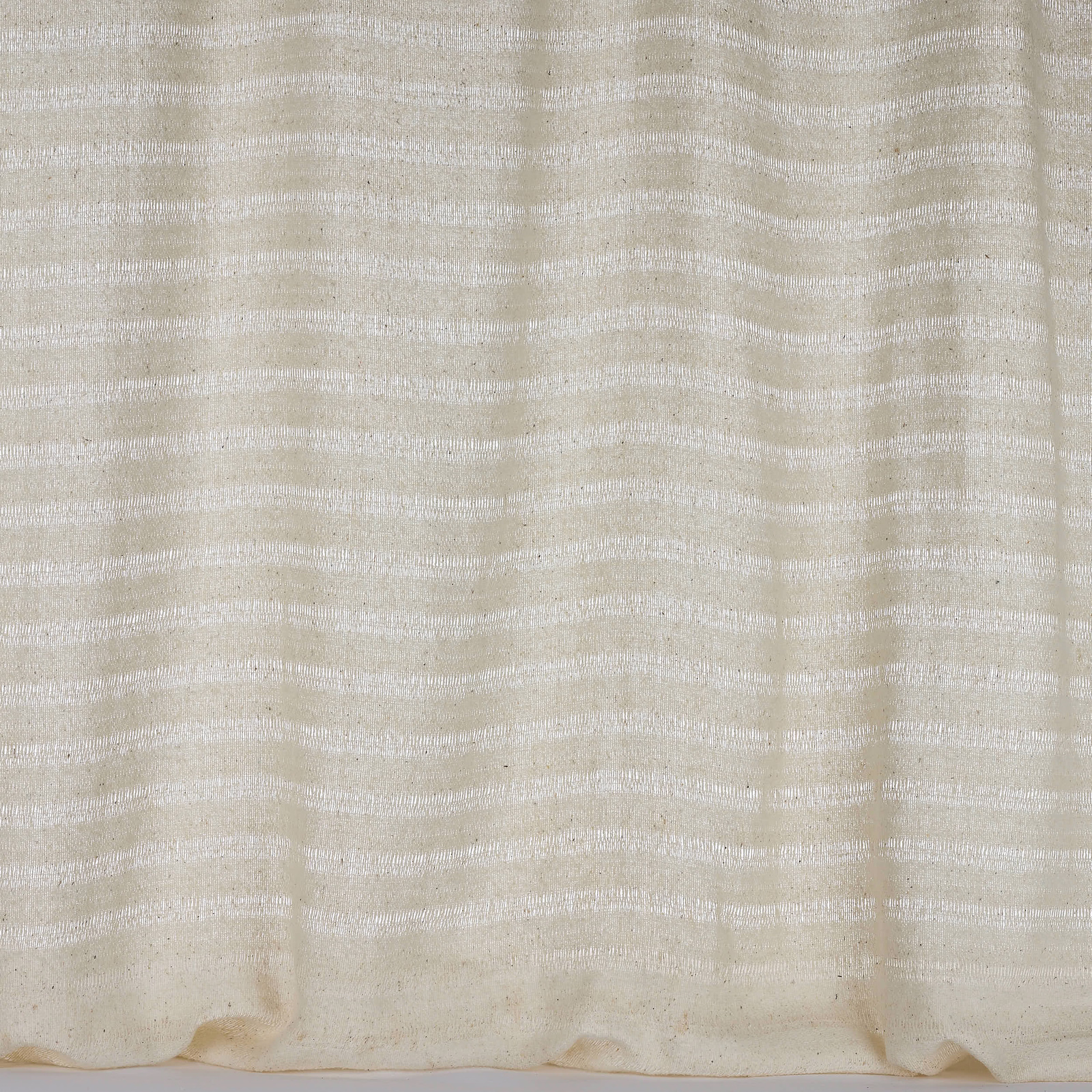 Pale bone cream striped fabric with soft horizontal sheen and fine texture