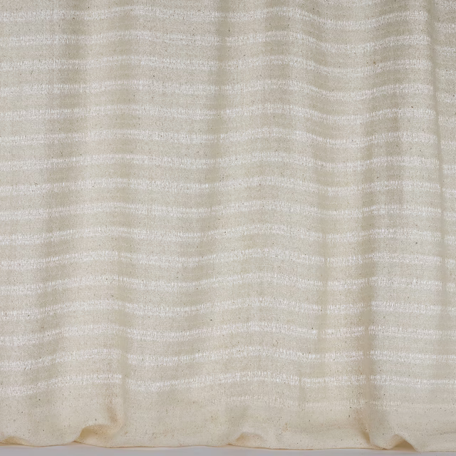 Pale bone cream striped fabric with soft horizontal sheen and fine texture