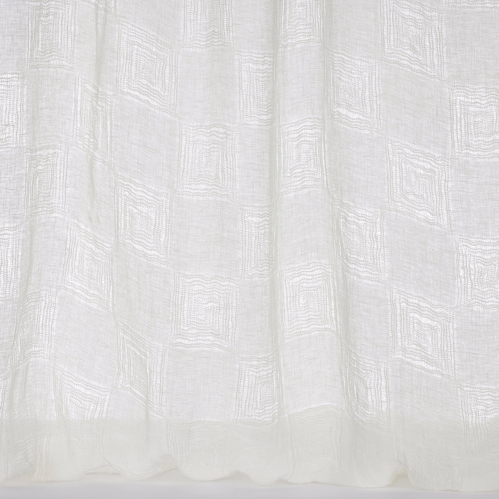 Sheer bone-white linen fabric with subtle grid texture and soft drape