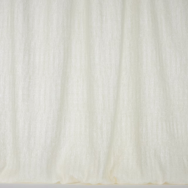 Pale bone cream fabric with soft vertical striations and a lightly brushed linen-wool texture