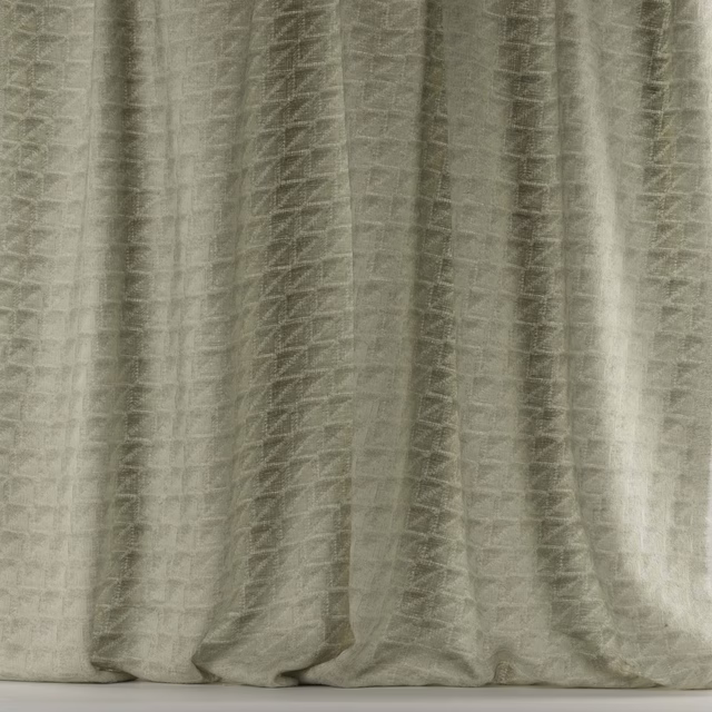 Pale gull-beige woven fabric with subtle geometric texture and soft vertical folds