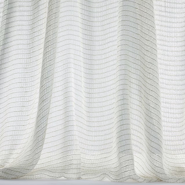 Soft ivory striped fabric with fine wavy lines and gentle folds