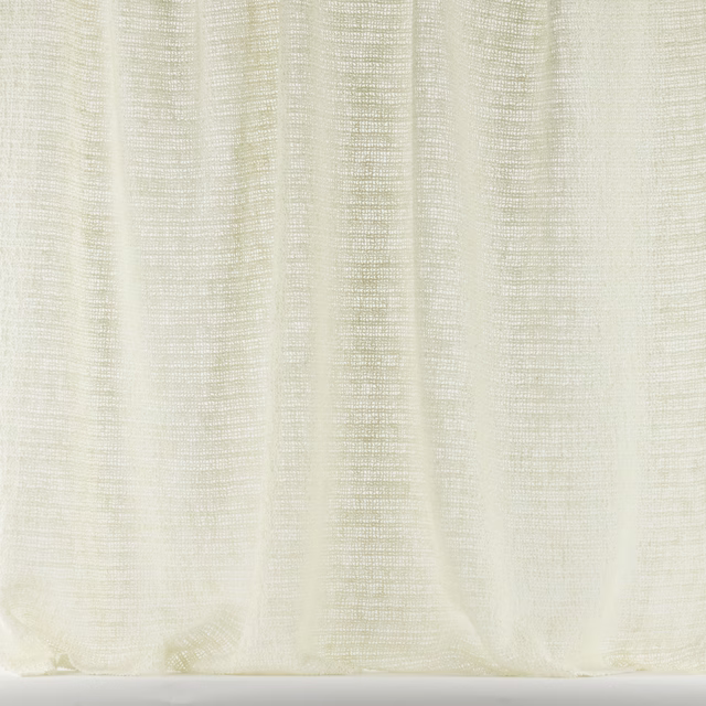 Pale bone cream woven fabric with subtle textured vertical striations