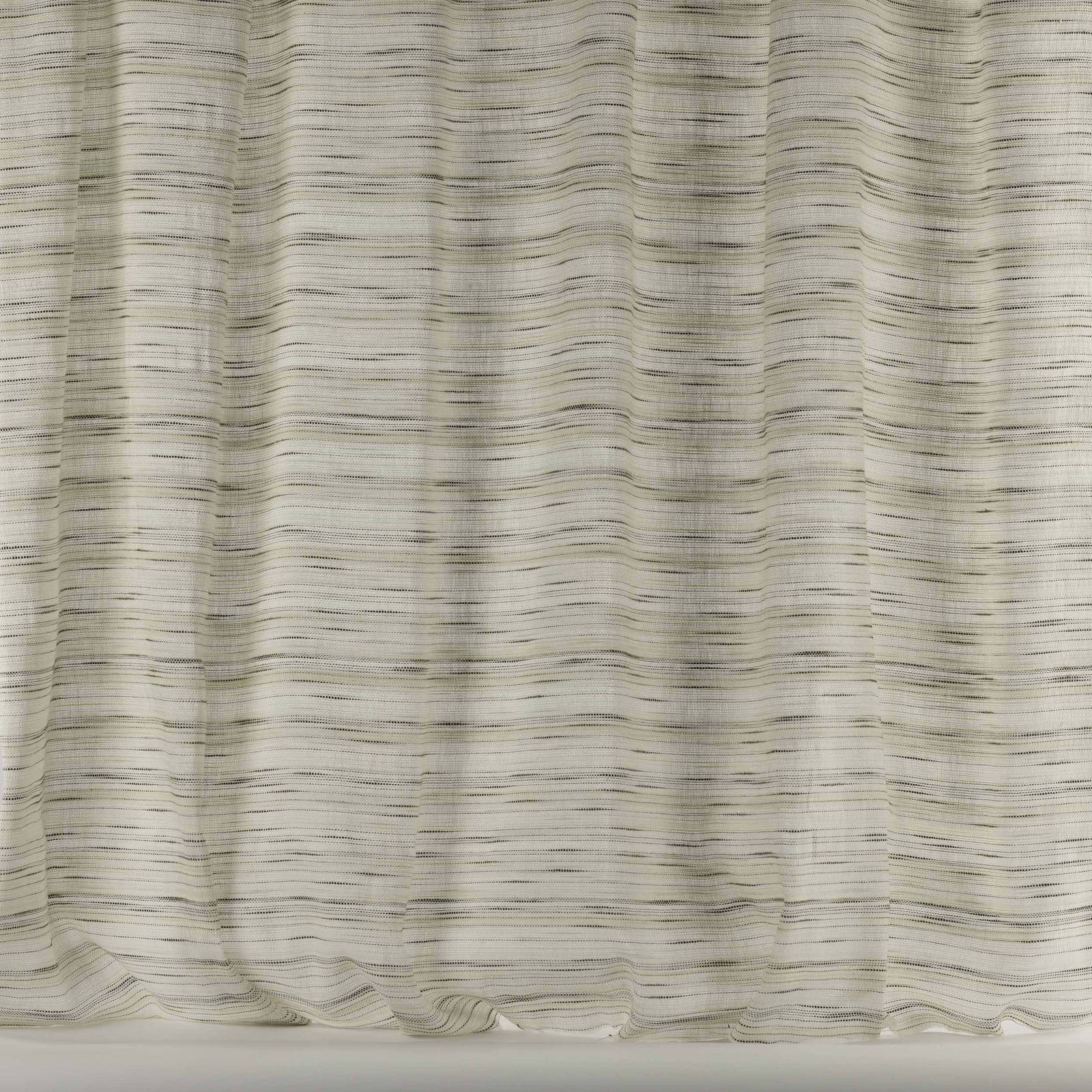 Warm bark beige striped linen-blend fabric with fine horizontal texture