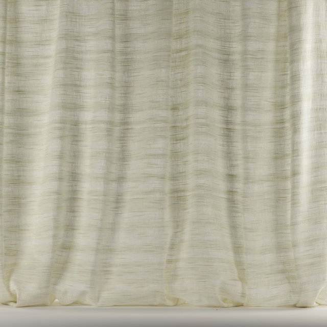 Ivory woven fabric with soft vertical slub stripes and a natural linen texture