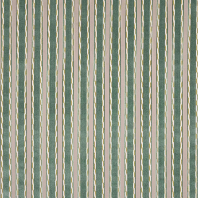 Vertical aqua and cream striped fabric swatch with fine woven texture
