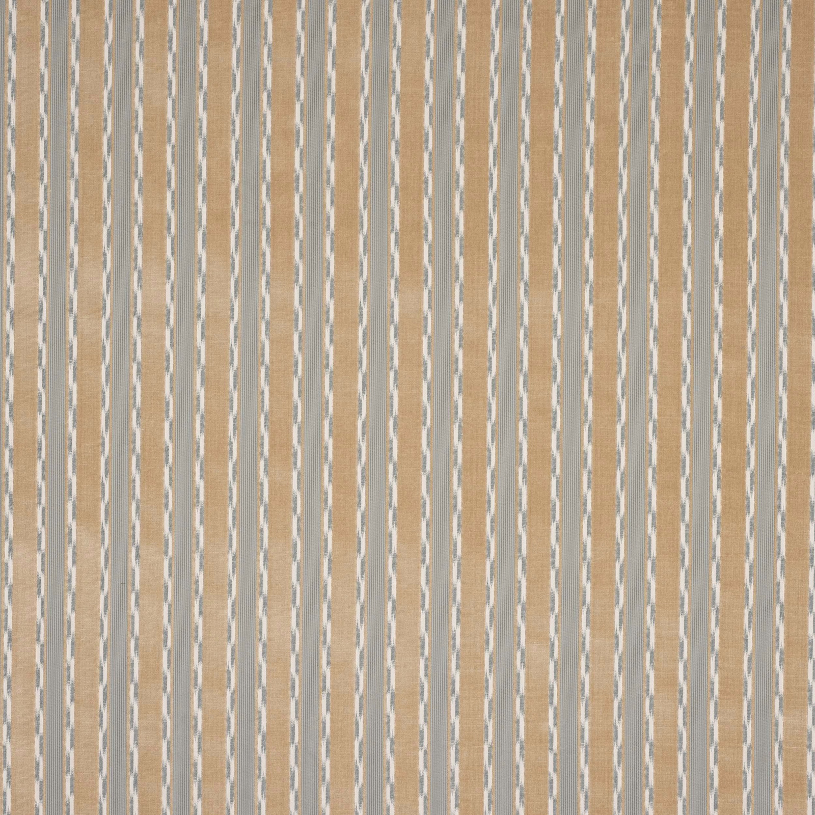 Vertical beige striped fabric swatch with fine pale lines and woven texture