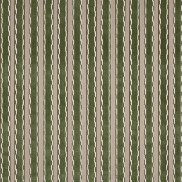 Vertical green and neutral stripe swatch with a softly textured woven finish