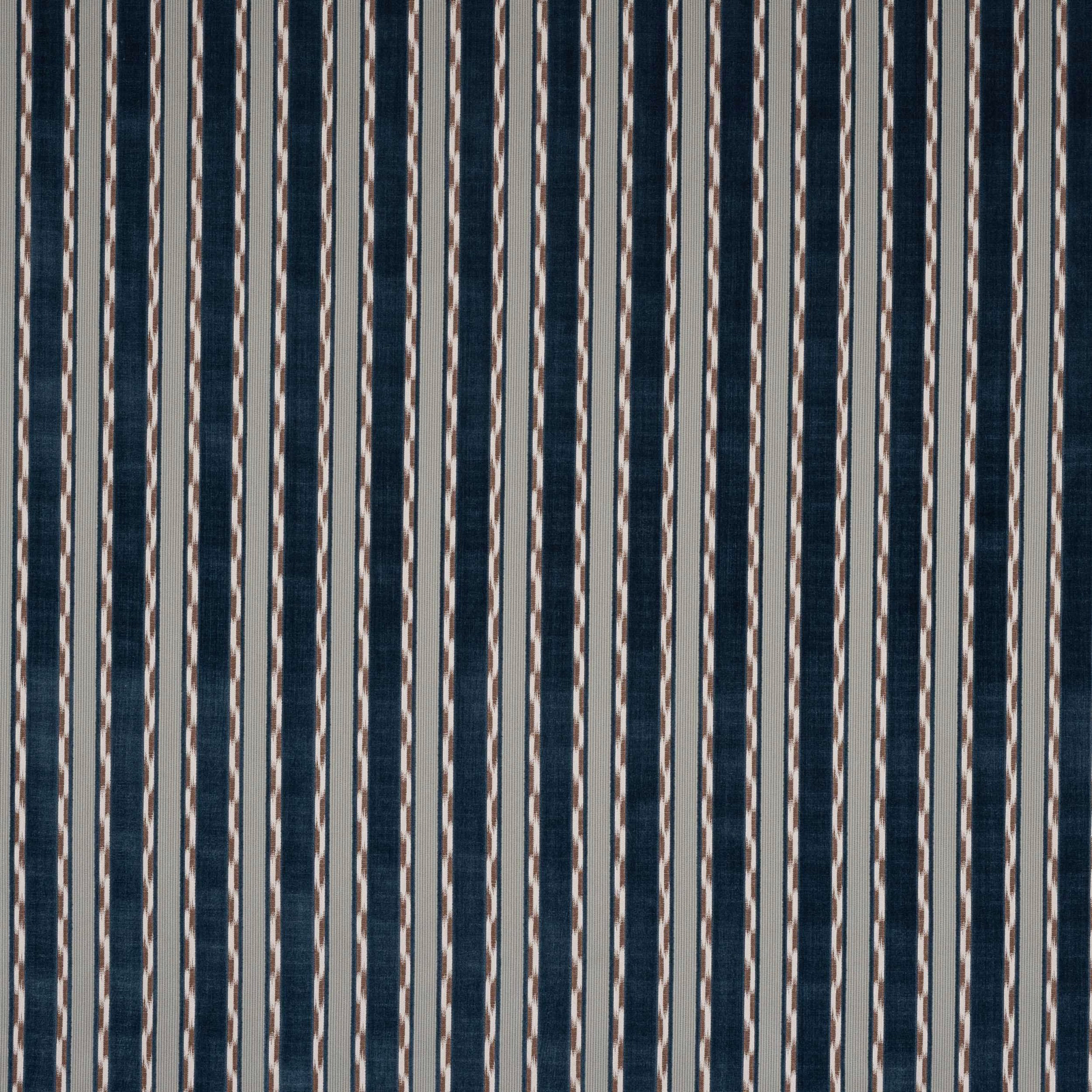 Deep navy and pale striped fabric swatch with a subtle woven texture