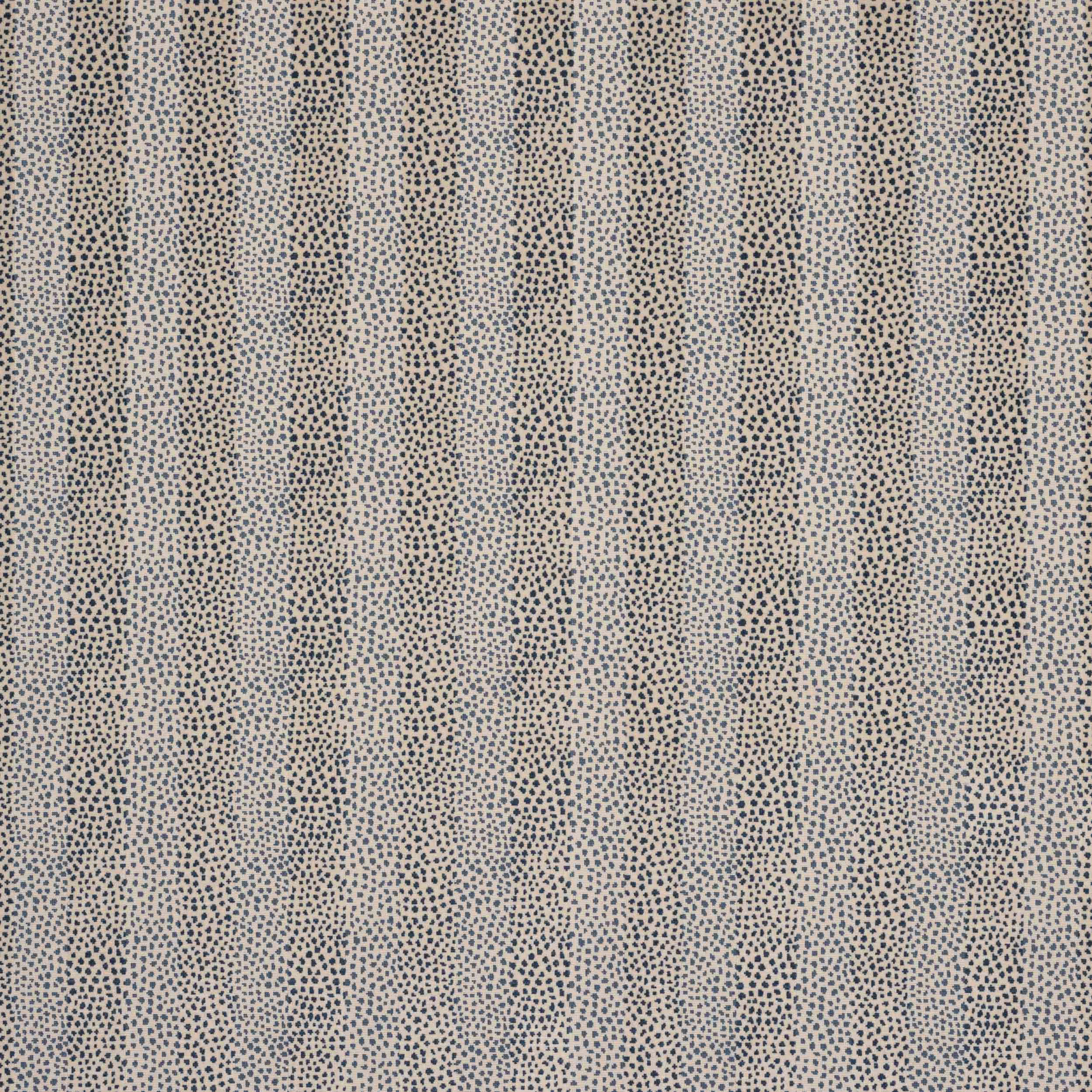 Small-scale blue-grey patterned fabric with tiny dark stipples in vertical bands
