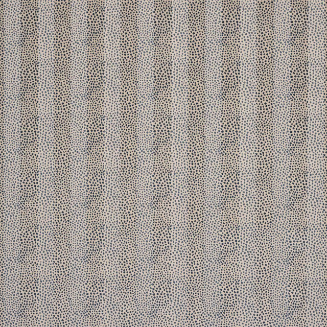 Small-scale blue-grey patterned fabric with tiny dark stipples in vertical bands