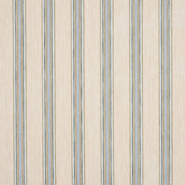 Cream striped fabric with narrow aqua and green vertical bands