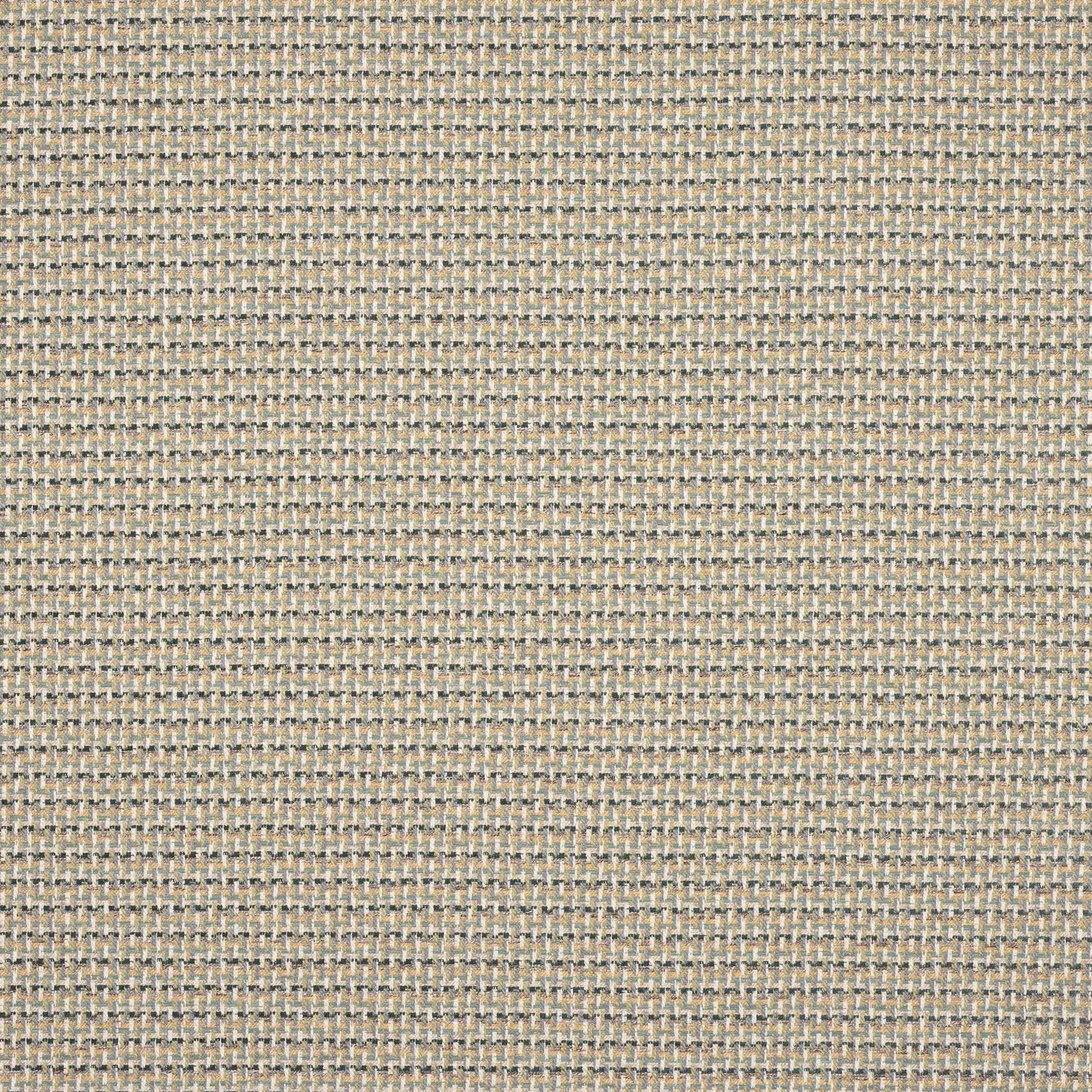 Close-up of a small woven fabric in muted blue-grey and cream