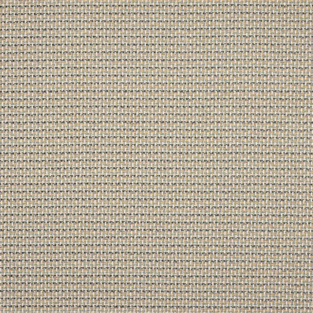 Close-up of a small woven fabric in muted blue-grey and cream